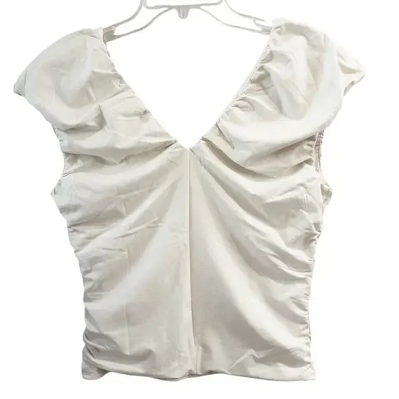 J. Crew Ruched V-Neck Top Size Medium - Picture 6 of 10